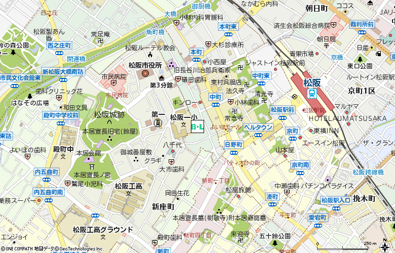 松阪コンタクトレンズセンタ－付近の地図